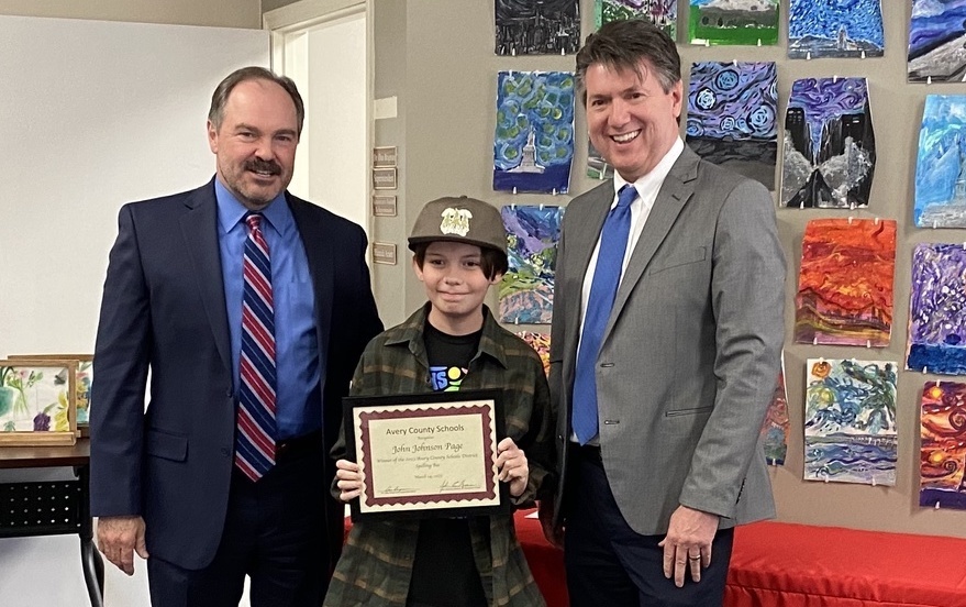 Recognition of the 2023 Avery County Schools District Spelling Bee Winner J.J. Page