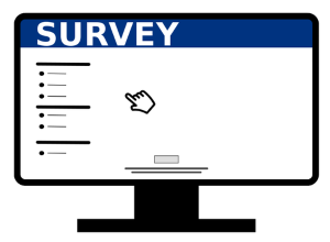 A computer screen with cursor hovering over survey choices